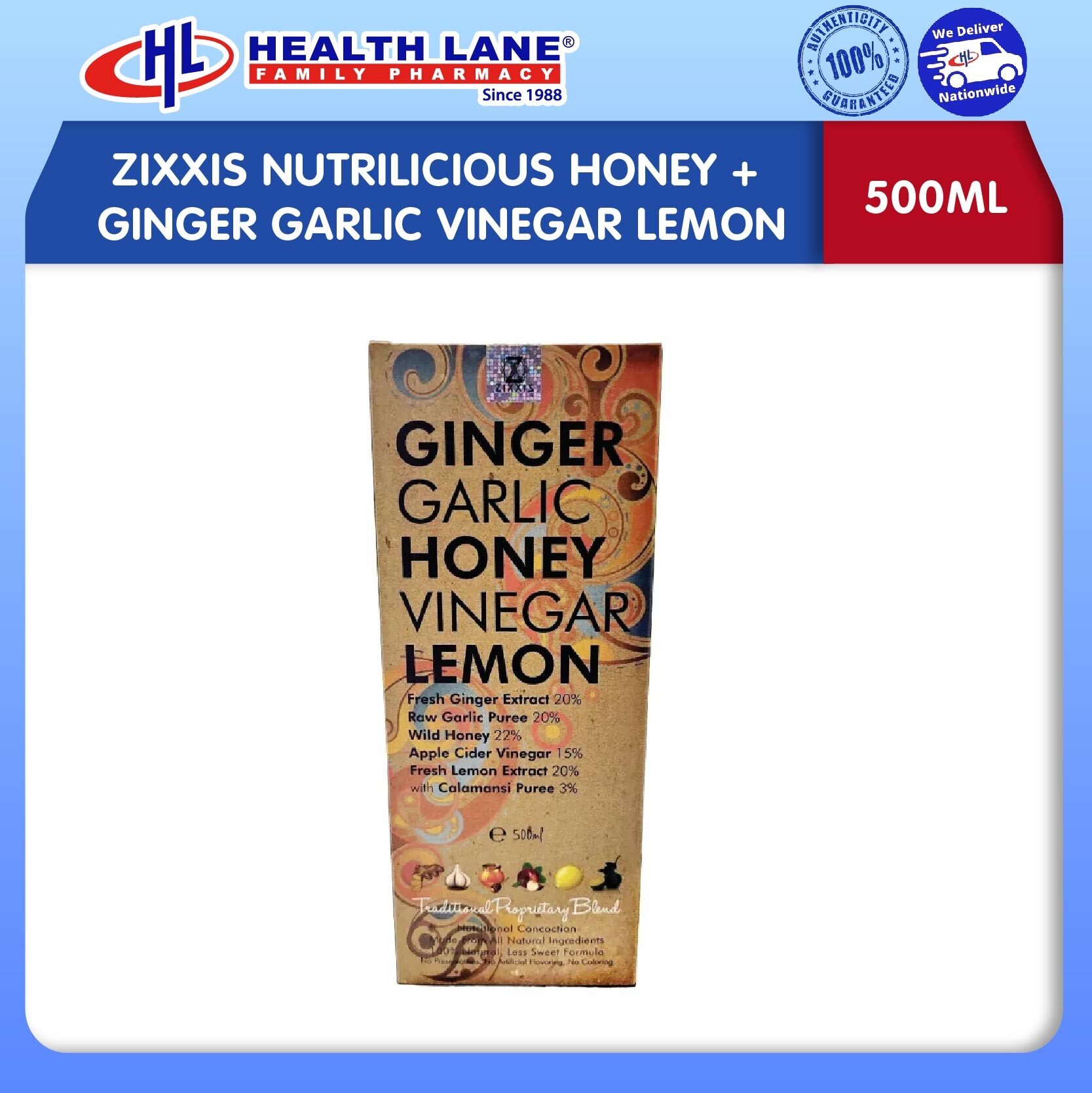 ZIXXIS NUTRILICIOUS HONEY + HALIA GARLIC VINEGAR LEMON (500ML)